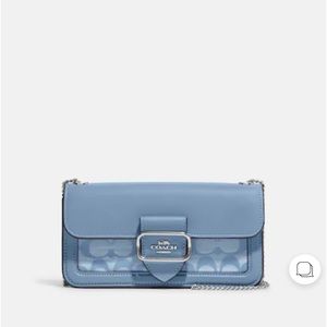 Coach Light Blue Crossbody Bag with Signature Panel